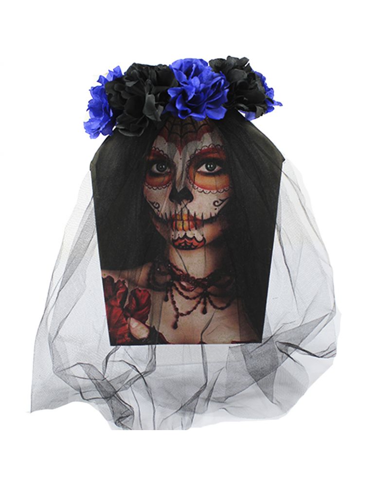 DIADEMA CON FLORES Y VELO
