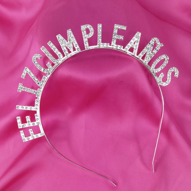 DIADEMA CON PEDRERIA "FELIZ CUMPLEAÑOS"
