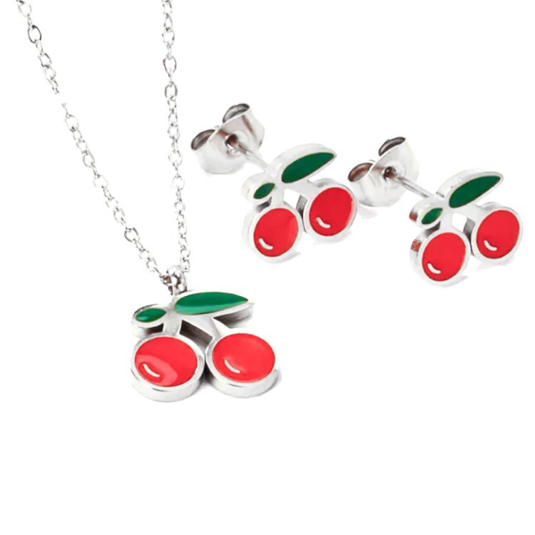 COLLAR ACERO INOXIDABLE DIJE DE CEREZA COLLAR ACERO INOXIDABLE DIJE DE CEREZA