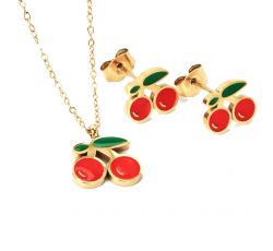 COLLAR ACERO INOXIDABLE DIJE DE CEREZA