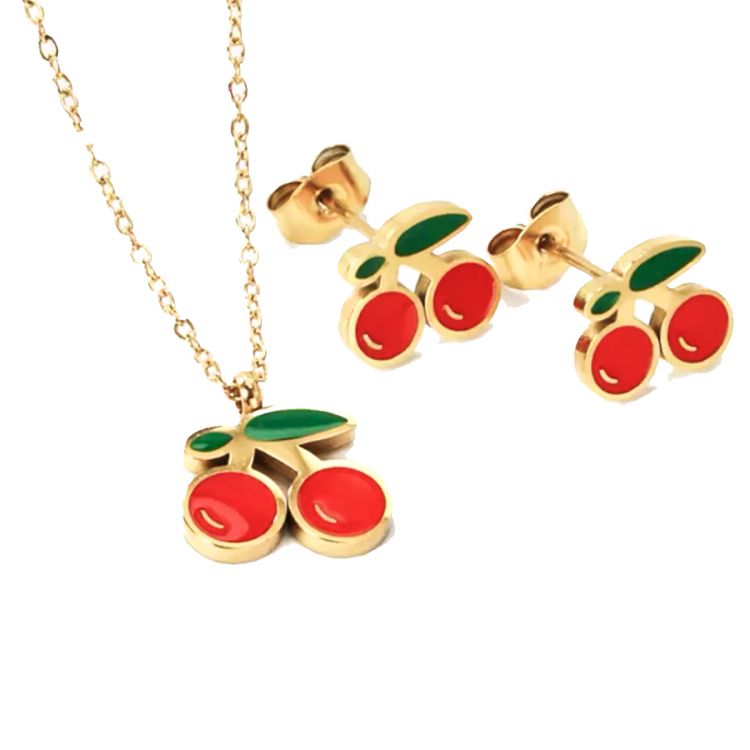 COLLAR ACERO INOXIDABLE DIJE DE CEREZA