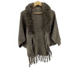 CHAL ELEGANTE CON CUELLO DE PIEL SINTETICO