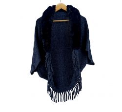 CHAL ELEGANTE CON CUELLO DE PIEL SINTETICO