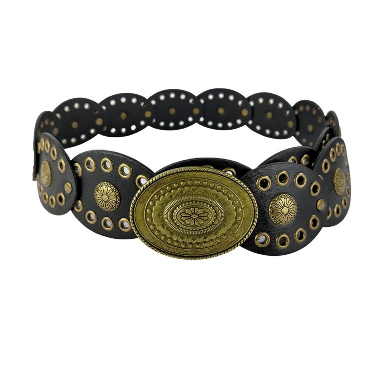 CINTO ANCHO OVALOS DE CUERO