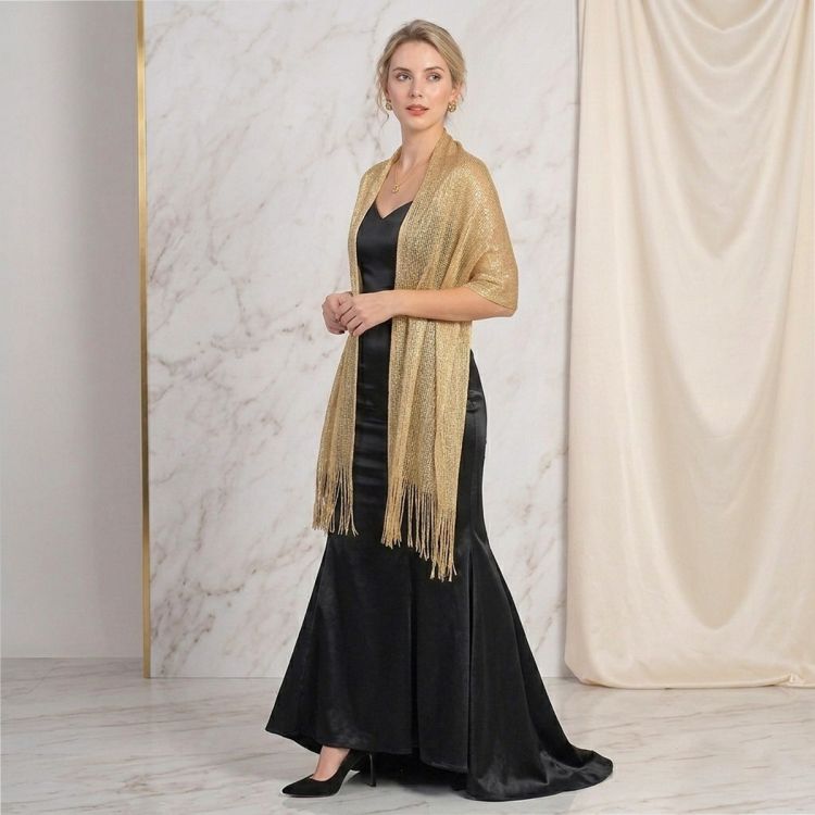 CHAL-PASHMINA CON BRILLOS ENTRELAZADOS