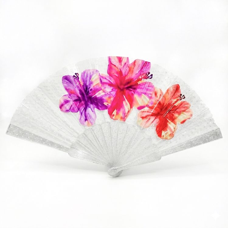 ABANICO DE MANO ESTAMPADO DE FLOR