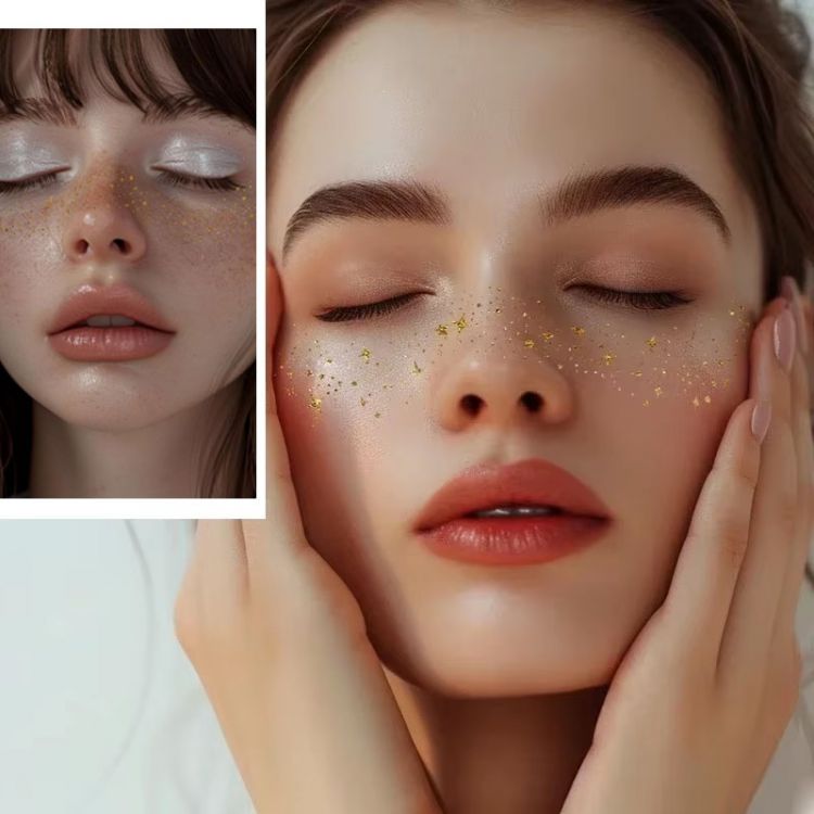 PARCHE FACIAL- PECAS BRILLANTES DORADO