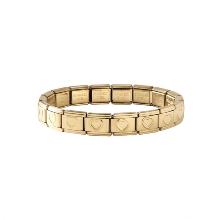 BRAZALETE DE ACERO CON CORAZONES
